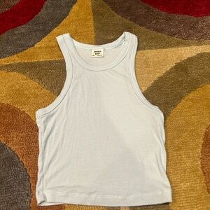 Aritzia Sunday Best Light Baby Blue Ribbed Stretchy Crop Tank Top Size 2XS